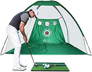 S.Y. Golf Net Golf Practice Net with Target Chipping Holes Hitting Golf Nets for Backyard Driving 6PCS Golf Balls Golf Mat Swing Training Indoor or Outdoor Adult Green