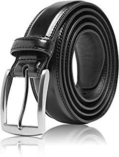 Genuine Leather Dress Belts For Men - Mens Belt For Suits, Jeans, Uniform Black Belt - Designed in the USA