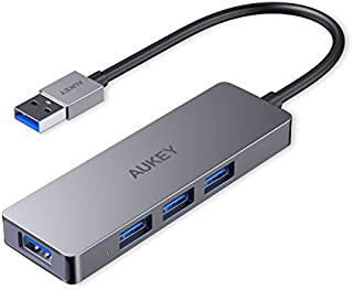 AUKEY USB 3.0 Hub Ultra Slim 4-Port USB Hub in Aluminum Compatible with Mac Pro/Mini, Microsoft Surface Pro, Dell XPS 15, and More