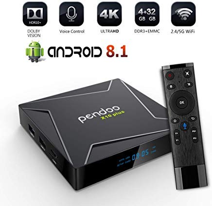 Pendoo X10 Plus Android TV Box 8.1 Amlogic S905X2 4GB DDR4 32GB eMMC, Android TV Box 4K Ultra HD, Android Box with Voice Remote