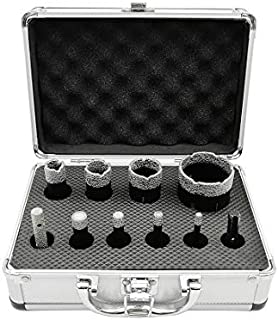 SHDIATOOL 10-Piece Diamond Hole Saw Kit for Porcelain Tile Ceramic Marble Brick Vacuum Brazed Core Drill Bits Set(A85458K1)