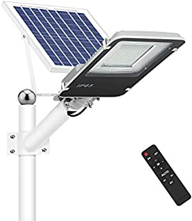 100W Solar Street Lights Outdoor, Dusk to Dawn Solar Led Outdoor Light with Remote Control, 6500K Daylight White Security Led Flood Light for Yard, Garden, Street, Playgroud