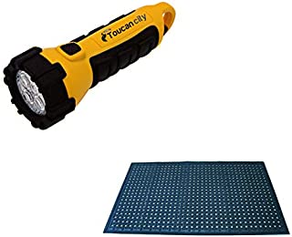 Toucan City LED Flashlight and Rhino Anti-Fatigue Mats Uni-Mat Black 36 in. x 60 in. x 3/8 in. All Purpose Rubber Entry Mat UM3660B