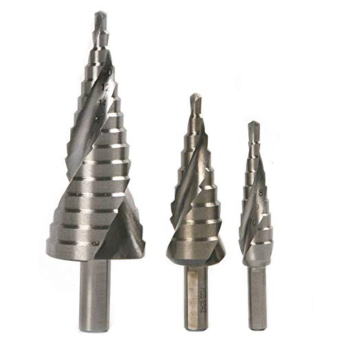 Driak 3 Pics HSS6542 M2 steel Spiral Groove Unibit Step Drill Bit Set for Stainless Steel Wood