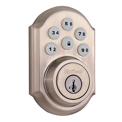 Kwikset 99100-044 SmartCode ZigBee Touchpad Smart Lock featuring SmartKey, Satin Nickel, Works with Alexa