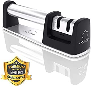 Professional 2-stage Kitchen Knife Sharpener - Best Stainless Steel Knife Sharpening Kit for Straight Blade and Knives by Ocunaris (Black)