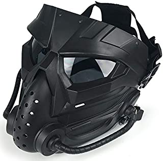 Airsoft Mask Full Face Tactical Mask, PC Lens Eye Protection Impact Resistant, for BB Gun CS Paintball Cosplay Halloween Movie Scary Masks Masquerade, Adjustable Strap Impact Resistant for Game Mask