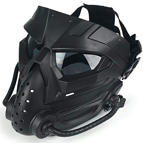 Airsoft Mask Full Face Tactical Mask, PC Lens Eye Protection Impact Resistant, for BB Gun CS Paintball Cosplay Halloween Movie Scary Masks Masquerade, Adjustable Strap Impact Resistant for Game Mask