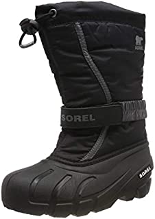 Sorel - Youth Flurry Winter Snow Boots for Kids, Black, City Grey, 6 M US