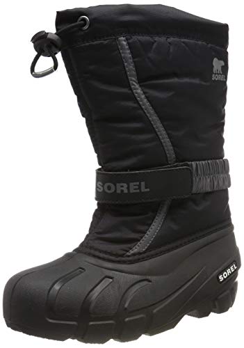 Sorel - Youth Flurry Winter Snow Boots for Kids, Black, City Grey, 6 M US