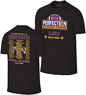 Elite Fan Shop LSU Tigers National Championship Champs Perfection Tshirt 2019-2020 Schedule Black - X-Large