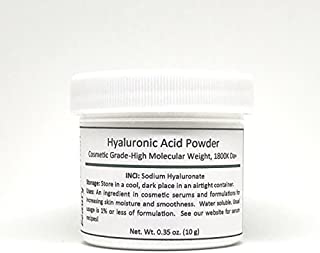 Pure Hyaluronic Acid Serum Powder (High Molecular Weight Sodium Hyaluronate). Cosmetic Grade, Popular Hydrating Ingredient For Homemade Serums & Other Skin Care Products. 10 grams