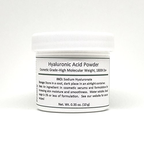 Pure Hyaluronic Acid Serum Powder (High Molecular Weight Sodium Hyaluronate). Cosmetic Grade, Popular Hydrating Ingredient For Homemade Serums & Other Skin Care Products. 10 grams