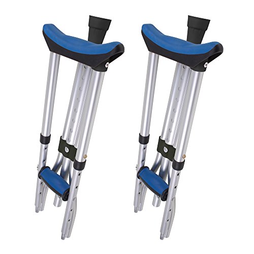 Carex Folding Crutches - Folding Aluminum Underarm Crutches - Lightweight, Great for Travel or Work, 2 Crutches Included, for 4'11