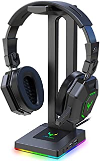 Blade Hawks RGB Gaming Headphone Stand with 3.5mm AUX and 2 USB Ports, Durable Headset Stand Holder for Bose, Beats, Sony, Sennheiser, Jabra, JBL, AKG, Fancy Gaming Accessories - HS18