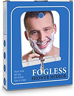 Fogless Shower Mirror for Shaving with Razor Hook,Anti-Fog Bathroom Shaving Mirror for Shower,Acrylic Shatterproof Small no Fog Mirror,Lightweight Portable Fog Free Mirror for Wall Hanging(Square)