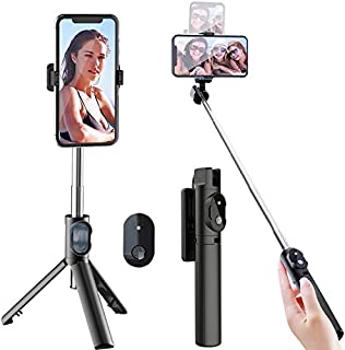 Selfie Stick Tripod, Extendable Selfie Stick with Detachable Wireless Remote and Tripod Stand Selfie Stick for iPhone 11/11 pro/X/8/8P/7/7P/6s/6,Sumsung Galaxy S9/S8/S7/Note 9/8,Huawei and More