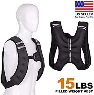 FITNESS MANIAC Weighted Vest 15 lbs Weight Vests Gym Weight Training Running Adjustable Strap Jacket Weight Fitness Gym Weight Loss Body Workout Vest 15-Pound