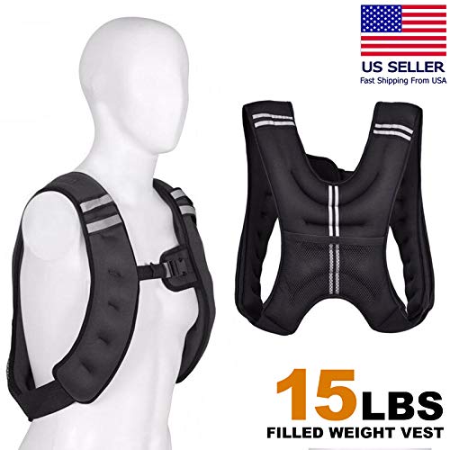 FITNESS MANIAC Weighted Vest 15 lbs Weight Vests Gym Weight Training Running Adjustable Strap Jacket Weight Fitness Gym Weight Loss Body Workout Vest 15-Pound