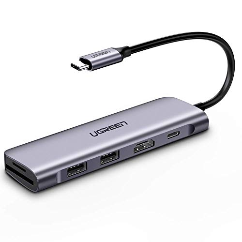 UGREEN USB C Hub 6 in 1 Type C to HDMI 4K, 2 USB 3.0 Ports, SD TF Card Reader, 100W PD Charging Adapter Dock Station for MacBook Pro Air 2019 2018, Galaxy Note 10 S10 S9 S8, Surface Go, Dell XPS 13 15