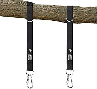 TianXi Tree Swing Hanging Strap - 5ft Swing Straps Outdoor Suspension Accessories Kit, Holds 2200lbs with Stainless Carabiners, Easy Installation, Perfect for Baby/Garden/Toddler Swing (Black)