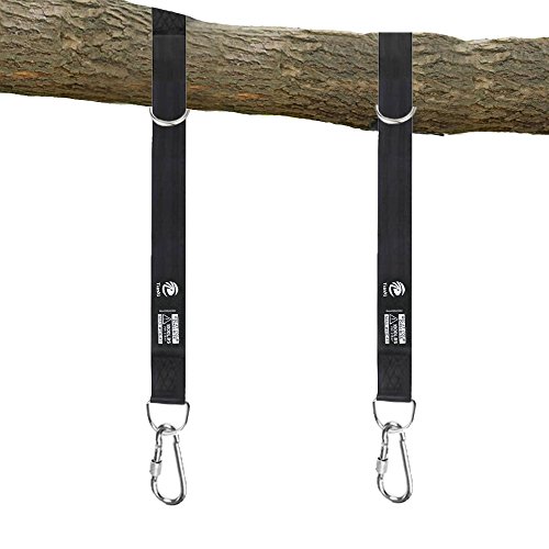 TianXi Tree Swing Hanging Strap - 5ft Swing Straps Outdoor Suspension Accessories Kit, Holds 2200lbs with Stainless Carabiners, Easy Installation, Perfect for Baby/Garden/Toddler Swing (Black)