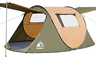 2-3 Person Instant Camping Tent-Pop-Up Hewolf Family Tent Easy Set Up-Great for Camping, Backpacking, Hiking & Outdoor Music Festivals (2 Person Coffee)