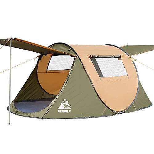 2-3 Person Instant Camping Tent-Pop-Up Hewolf Family Tent Easy Set Up-Great for Camping, Backpacking, Hiking & Outdoor Music Festivals (2 Person Coffee)