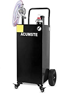 35 Gallon Portable Gas Caddy Fuel Storage Tank, Fuel Transfer Tank with Pump, Large Gasoline Diesel Can Hand Siphon Pump Rolling Wheels, Black