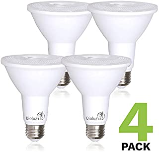 4 Pack Bioluz LED PAR30 LED Bulb, 12w Dimmable Flood Light Bulb, 100w Halogen Bulb Replacement, 850 Lumen 3000K Indoor/Outdoor UL Listed