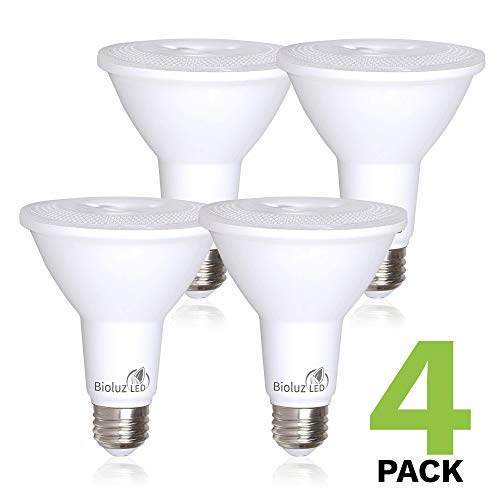 4 Pack Bioluz LED PAR30 LED Bulb, 12w Dimmable Flood Light Bulb, 100w Halogen Bulb Replacement, 850 Lumen 3000K Indoor/Outdoor UL Listed