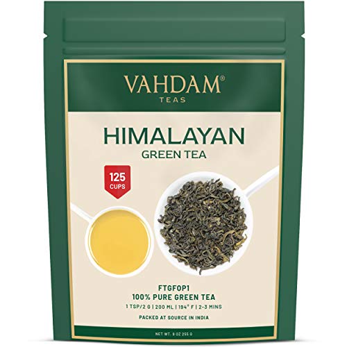 VAHDAM, Green Tea Leaves from Himalayas (100+ Cups) 9oz Bag - 100% Natural Weight Loss Tea & Slimming Tea | POWERFUL ANTIOXIDANTS| Kombucha Tea | Green Tea Loose Leaf Best for Detox