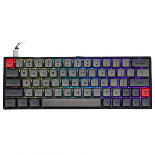 EPOMAKER GK64XS 60% RGB Hot Swappable Bluetooth Mechanical Keyboard with Split Spacebar, 1900mAh Battery, Fully Programmable for Gamers (Gateron Red Switch, Grey Black)