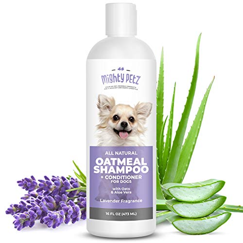 2-in-1 Oatmeal Dog Shampoo and Conditioner  All Natural Relief for Itchy, Dry, Sensitive Skin with Soothing Aloe Vera + Baking Soda + pH balanced. Get Smelly Dogs Coat Fresh and Moisturized, 16 oz