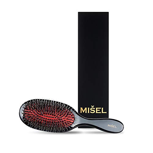 Professional Styling Boar Bristle HairBrush for Women, Men and Kids. Best Detangler for Hair extensions. Approved by Salon. Made by MISEL.