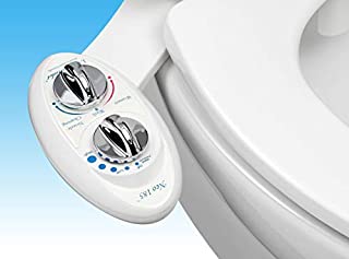 Luxe Bidet Neo 185 (Elite) Non-Electric Bidet Toilet Attachment w/ Self-cleaning Dual Nozzle and Easy Water Pressure Adjustment for Sanitary and Feminine Wash (White and White)