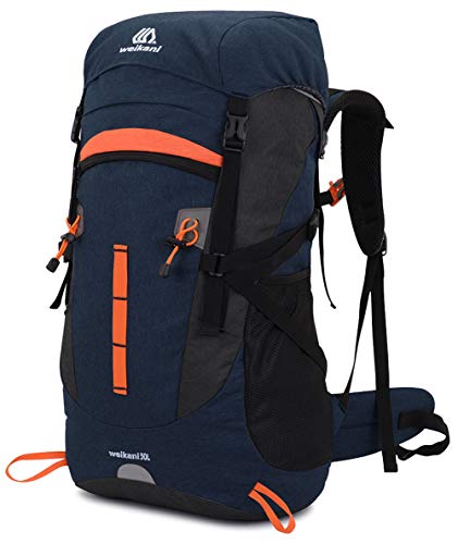 VEVESMUNDO 50L Hiking Backpack Men Women for Travel Mountaineering Climbing Camping Trekking (Blue)