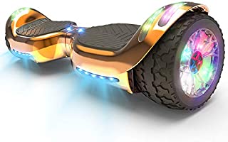 HOVERSTAR HS 2.0v Hoverboard All-Terrain Two Wide Wheels Design Self Balancing Flash Wheels Electric Scooter with Wireless Bluetooth Speaker and More LED Lights (Chrome Rosegold)