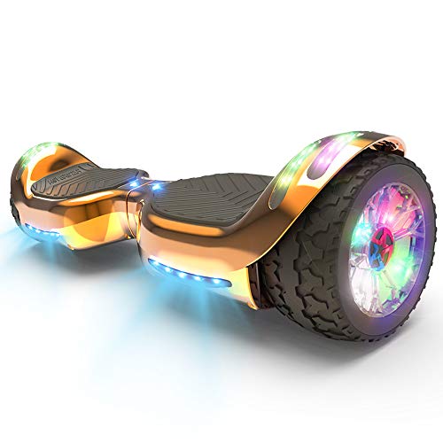 HOVERSTAR HS 2.0v Hoverboard All-Terrain Two Wide Wheels Design Self Balancing Flash Wheels Electric Scooter with Wireless Bluetooth Speaker and More LED Lights (Chrome Rosegold)