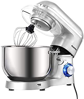 Aucma Stand Mixer,6.5-QT 660W 6-Speed Tilt-Head Food Mixer, Kitchen Electric Mixer with Dough Hook, Wire Whip & Beater (6.5QT, Silver)