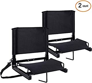 Stadium Seats Ohuhu Bleacher Chairs Seat with Backs and Cushion, Folding & Portable, Bonus Shoulder Straps, 2 Pack