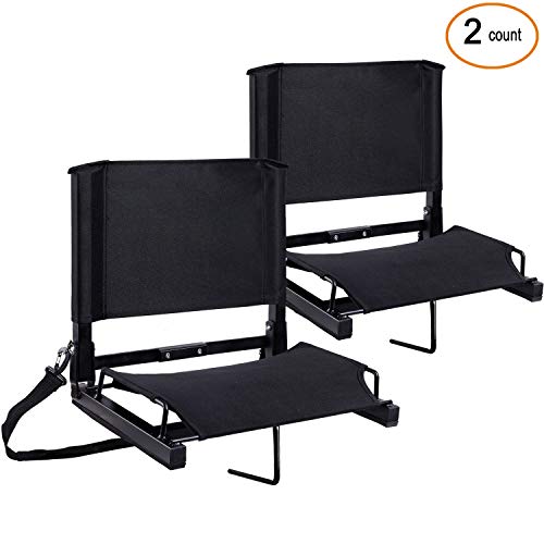 Stadium Seats Ohuhu Bleacher Chairs Seat with Backs and Cushion, Folding & Portable, Bonus Shoulder Straps, 2 Pack