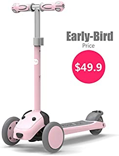 Mountalk 3 Wheel Scooters for Kids, Kick Scooter for Toddlers 2-6 Years Old, Boys and Girls Scooter with Light Up Wheels, Mini Scooter for Children, for Ride On Toys, Pink