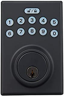 AmazonBasics Contemporary Electronic Keypad Deadbolt Door Lock, Keyed Entry, Matte Black