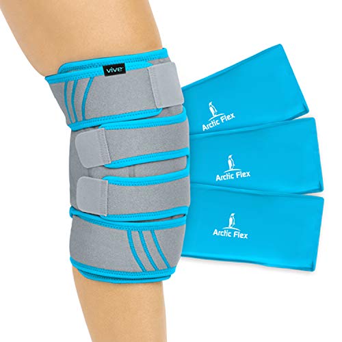 Vive Knee Ice Pack Wrap - Cold/Hot Gel Compression Brace - Heat Support Strap for Arthritis Pain, Tendonitis, ACL, Athletic Injury, Osteoarthritis, Women, Men, Running, Meniscus and Patella Surgery