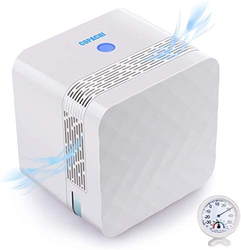 PERSARBO Small Dehumidifier for Basement Bathroom Bedroom Closet RV, Portable Dehumidifier for 2100 Cubic Feet (260 sq ft), Mini Air Dehumidifier with Thermometer Hygrometer