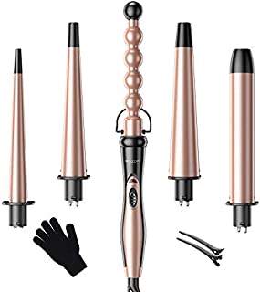 BESTOPE Curling Iron Instant Heat Up Curling Wand Set with 5 Interchangeable Ceramic Barrels(0.35