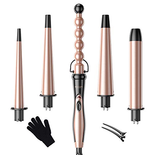 BESTOPE Curling Iron Instant Heat Up Curling Wand Set with 5 Interchangeable Ceramic Barrels(0.35