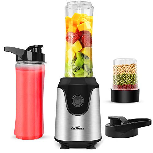 Blender for Shakes and Smoothies, Premium Smoothie Blender, Powerful Personal Blender for Ice Milkshake/Frozen Fruit Vegetable Drink, with 2pcs 20oz Juice Bottle & 3.3oz Bean Grind Cup