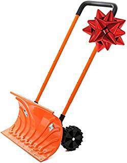 Snow Plow Shovel Pusher with Wheels